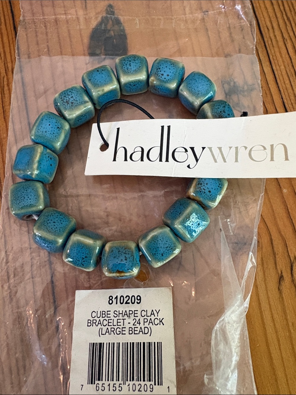 Turquoise Cube Clay Bead Bracelet - Picture 2 of 3